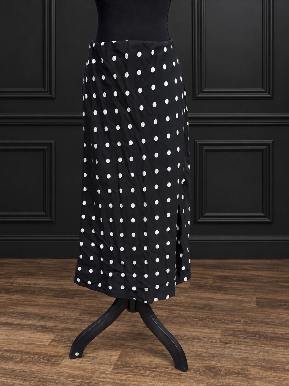 Madewell Black & White Polka Dot Midi Skirt Size 0